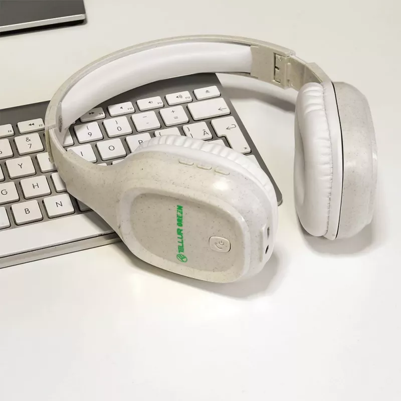 Auriculares Tellur verdes Bluetooth over-ear Pulse plegables Cream TLL511441
