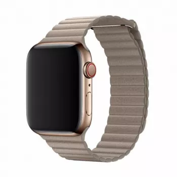 Correa de cuero tipo loop para Apple Watch 44 mm — Devia Elegant Stone, cierre magnético de cuero