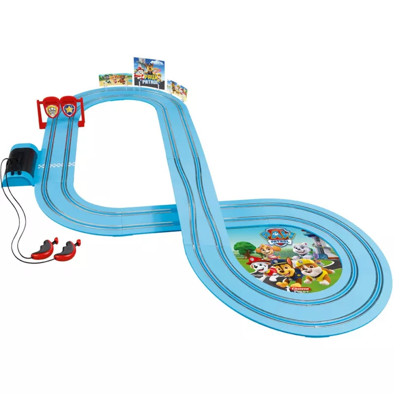 Coche de carreras y pista CARRERA 20063035 – PAW Patrol 'On the Double', multicolor, para niños a partir de 3 años