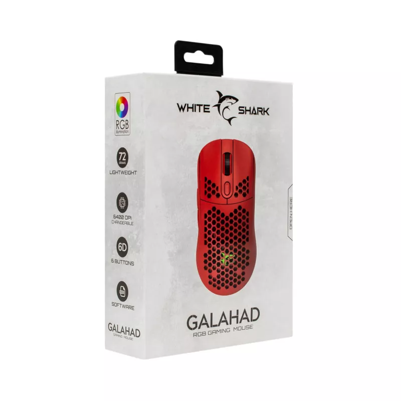 Ratón White Shark GALAHAD-RED USB Type-A
