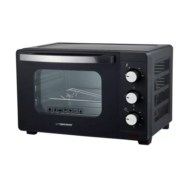 Mini horno ESPERANZA EKO008N – 20 L, 1280–1300 W, hasta 230 °C, temporizador de 60 minutos, mandos giratorios, puerta de cristal, independiente