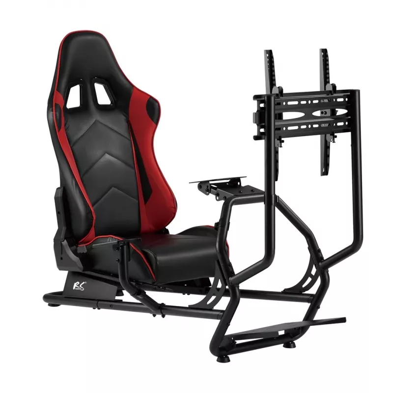 Silla gaming NanoRS RS160, soporte para simulador de carreras 3 en 1, para PC, consolas, jugadores, tapizado de cuero sintético, soporte de volante, soporte de TV hasta 50 inch, VESA máx. 400x400