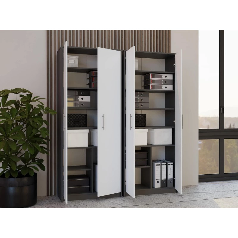 ESTANTERÍA CERRADA OLIV 2D, ANTRACITA/Blanco SET