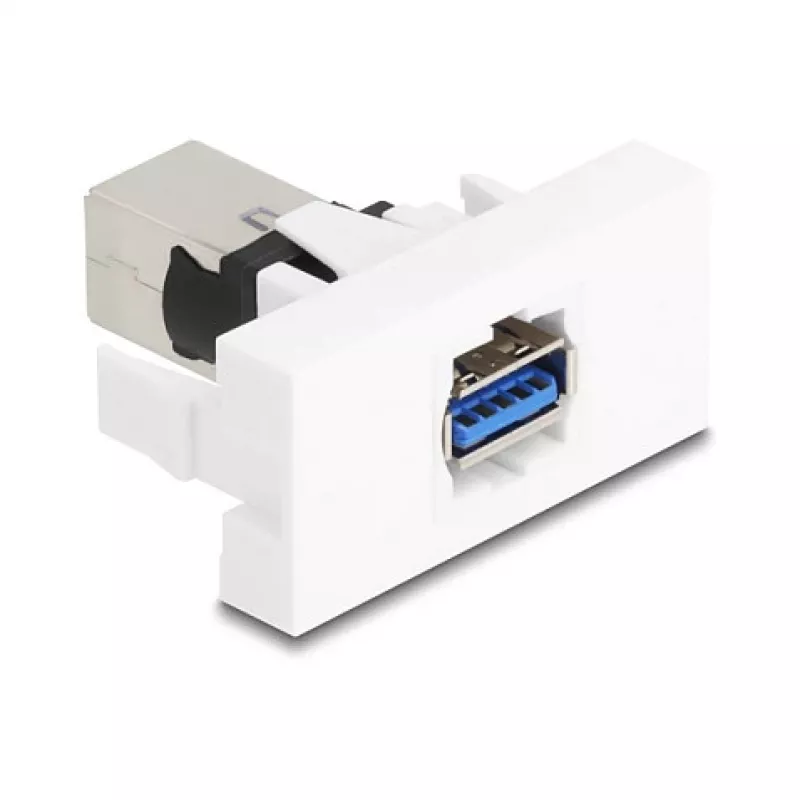 Módulo Keystone DELOCK 90910 – conector USB-A plano, blanco, 45×22,5×42,6 mm