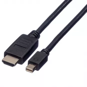 ROLINE - Cable de vídeo/audio - DisplayPort / HDMI - 32 AWG - Mini DisplayPort (M) - HDMI, 19 pines (M) - 3 m - Apantallado - negro (11.04.5792)