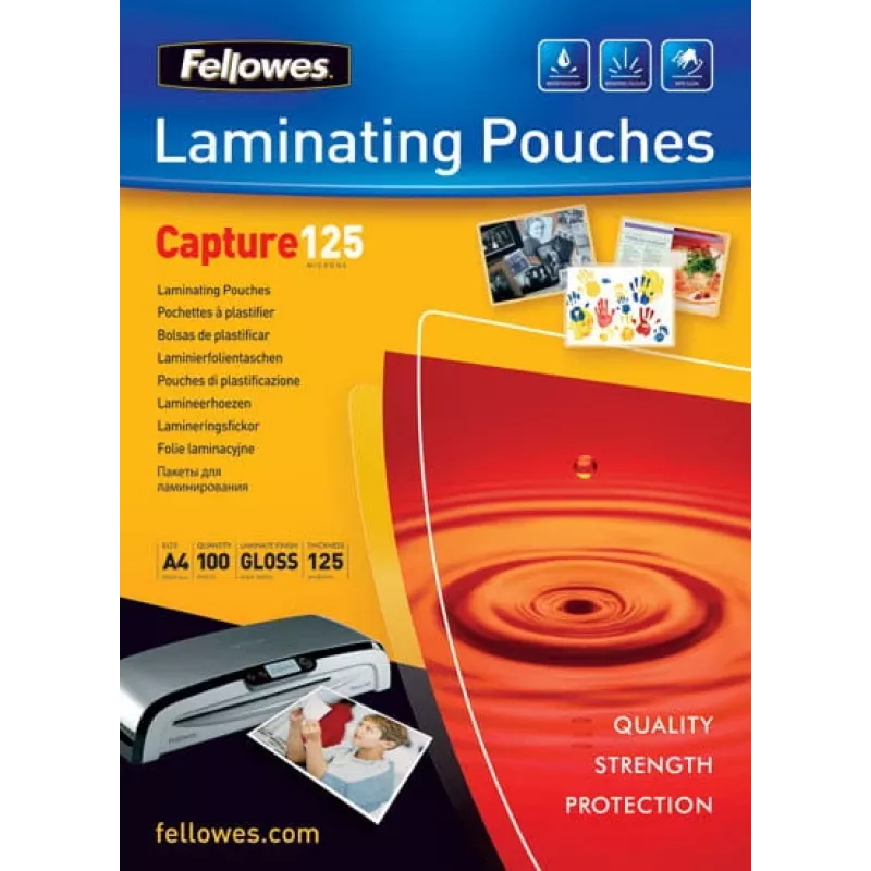 Fellowes Capture fundas de plastificación 125 micras, brillantes, 83 x 113 mm, 100 uds.
