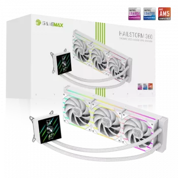 Gamemax | Refrigeración líquida para CPU | HAILSTORM 360 LCD | blanca
