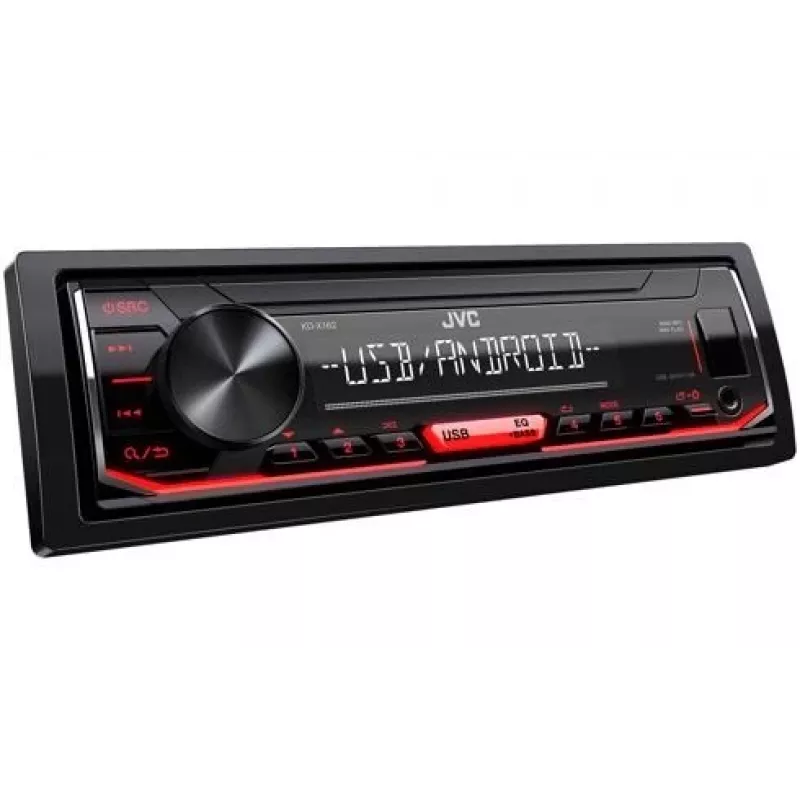 Receptor multimedia digital para coche JVC KD-X162 1 DIN, 200 W, DAC de 24 bits, FLAC/MP3/WAV/WMA, USB frontal Type-A, 3,5 mm, LCD 2 líneas, Negro