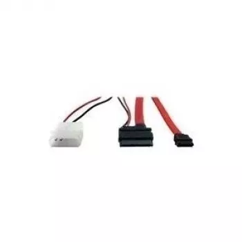 Inter-Tech - Cable SATA - Slimline SATA a SATA, alimentación interna, 2 pines - 60 cm - rojo (88885302)