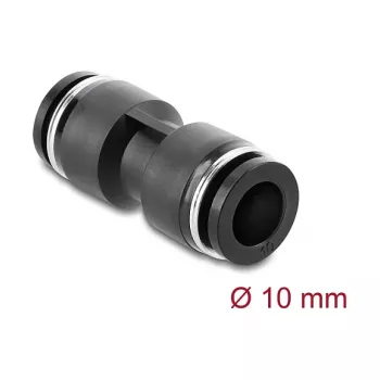 Conector neumático DELOCK de 10 mm recto, rosca hembra, metal/plástico, 43,5 mm, negro