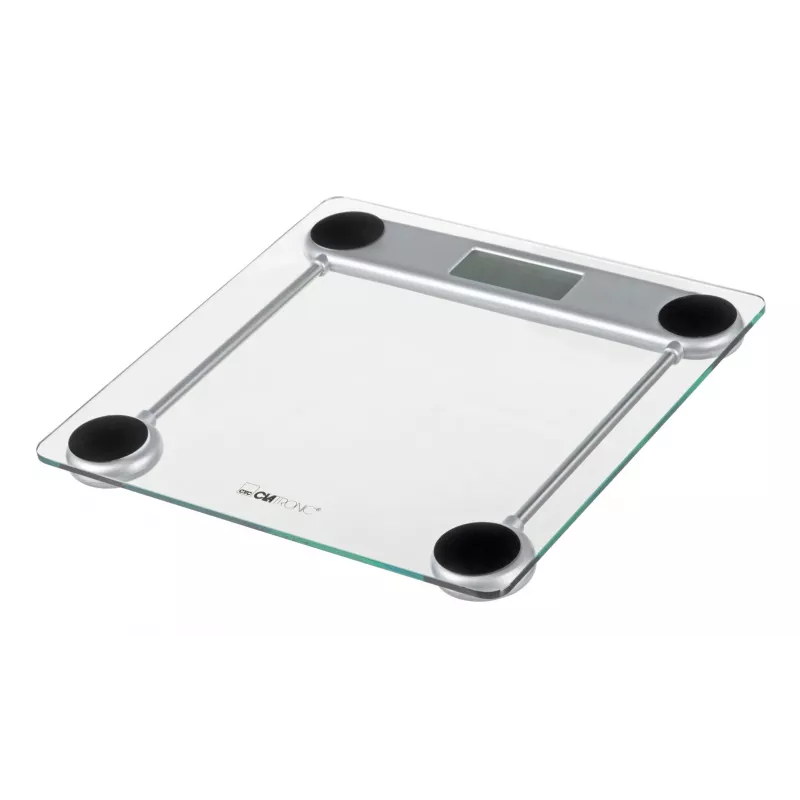 Báscula de baño electrónica CLATRONIC PW 3368 — máx. 150 kg, precisión 100 g, plataforma de cristal
