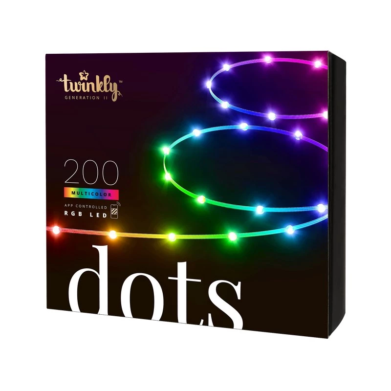 Guirnalda LED Twinkly TWD200STP-TEU tira multicolor para interior, 5 cm de separación, IP20, cable transparente
