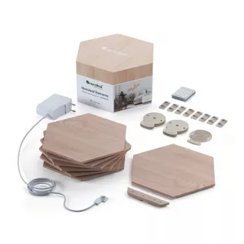 Nanoleaf | Elements Wood Look Hexagons Starter Kit (13 paneles) | Blanco frío + Blanco cálido