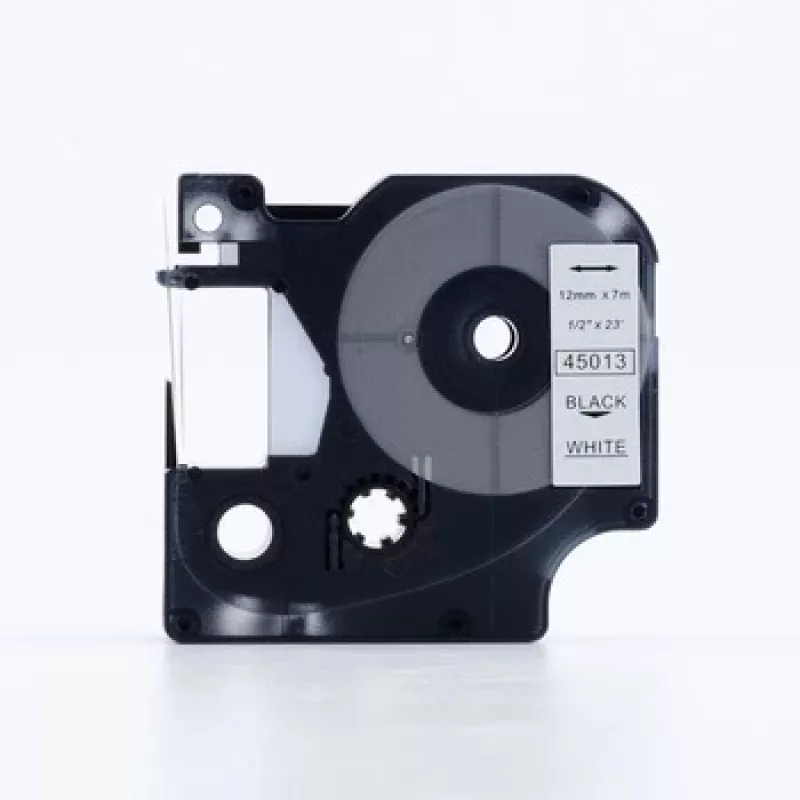 Compatible Dymo S0720530 D1 45013 cinta 12mm x 7m negro sobre blanco