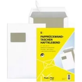 Sobre de envío MAILmedia blanco con dorso de cartón y ventana, tira autoadhesiva, 120 g/m²
