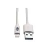Eaton Tripp Lite Series cable USB-A a Lightning de sincronización/carga (M/M) - certificado MFi, blanco, 3 ft. (0,9 m) - cable de datos/alimentación - USB macho a Lightning