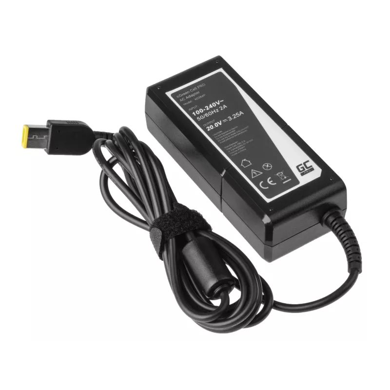 Adaptador de corriente Green Cell AD38AP 65W para portátiles Lenovo, 20V 3,25A, cable de 1,2 m, negro