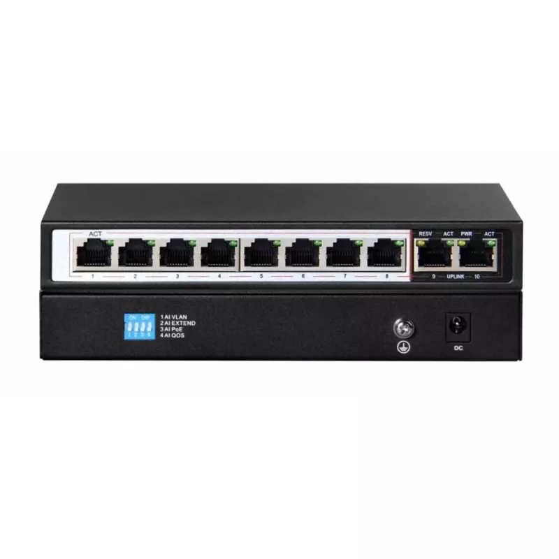 Switch PoE Extralink CERES 8x 100Mb/s PoE/PoE+, 2x uplink RJ45 100Mb/s, 96W