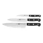 Set de cuchillos ZWILLING Gourmet 3 pzs. — hojas de acero forjado 10/16/20 cm, mangos de plástico negro, aptos para lavavajillas