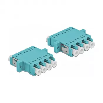 Delock 86541 acoplador de fibra óptica LC Quad Multimode OM3, azul claro, 2 uds.