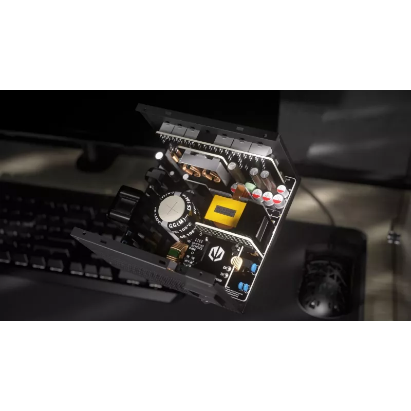 Fuente de alimentación ENDORFY Supremo FM6 850 W, ATX de 24 pines, totalmente modular, 80 PLUS Gold, ventilador de 120 mm, negro