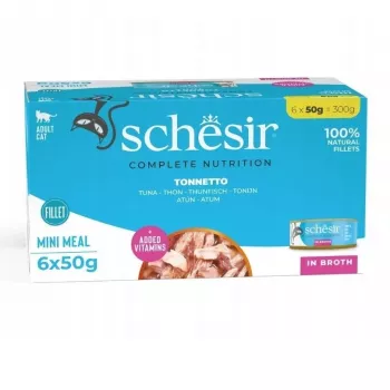 SCHESIR en agua de cocción atún - Comida húmeda para gatos - 6 x 50 g