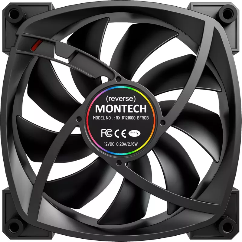 Ventilador Montech RX120 PWM 12 cm negro 720–1760 RPM rodamiento rifle