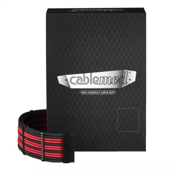 Kit de cables de alimentación CableMod PRO Series ModMesh C-Series para Corsair RMi/RMx — cables enfundados negro/rojo