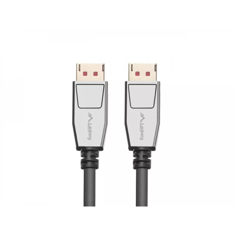 Cable DisplayPort LANBERG CA-DPDP-20CU-0010-BK — DisplayPort a DisplayPort, 1 m, negro/plata