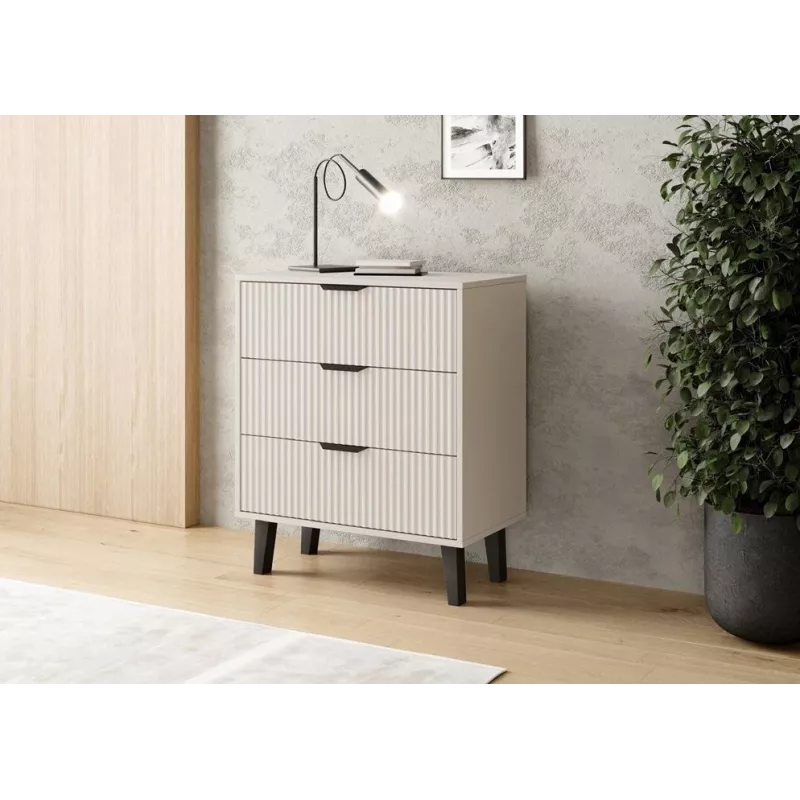 Cómoda SCANDI 3S estrecha, color crema