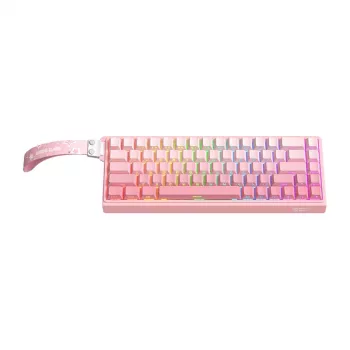 Teclado gaming con cable Onikuma G69 — rosa, conexión USB, diseño de tamaño completo