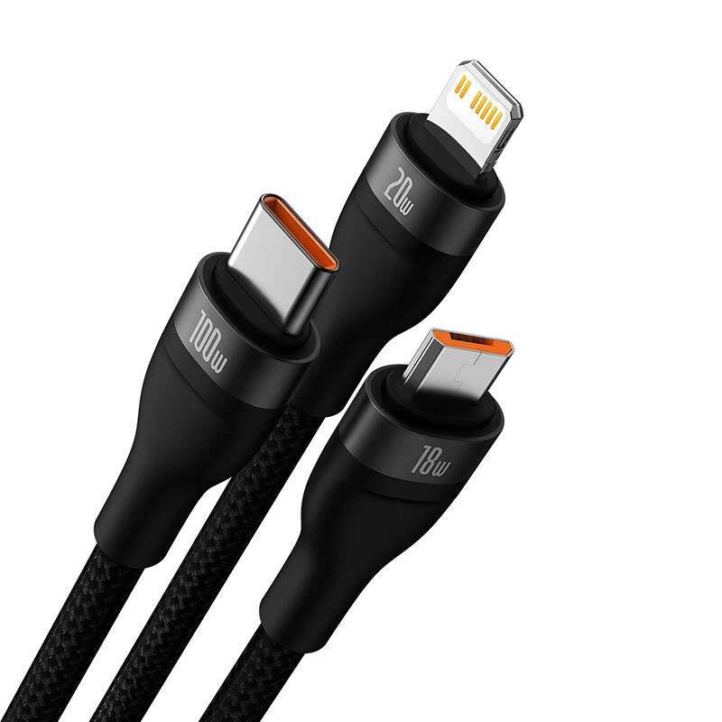 Cable USB Baseus CASS030101 1,2 m USB-A/USB-C USB-C/Micro-USB-B/Lightning negro