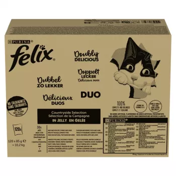 Purina Felix Fantastic Duo Mix Countryside comida húmeda para gatos, 120 x 85 g