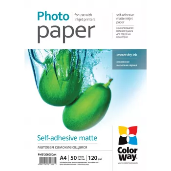 Papel fotográfico mate autoadhesivo ColorWay PMS1208050A4 120 g/m² A4