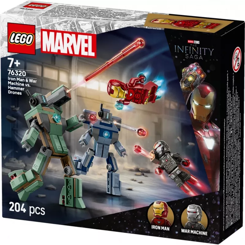 Juguete de construcción LEGO Marvel Super Heroes Iron Man War Machine Set 76320, 204 piezas, 2 minifiguras, 100 mm de altura