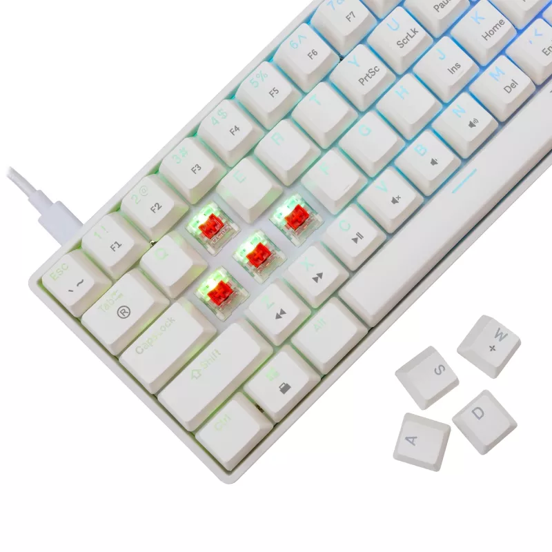 Teclado mecánico con cable White Shark Shinobi-2 (GK-004211) — distribución US, switches Red, blanco