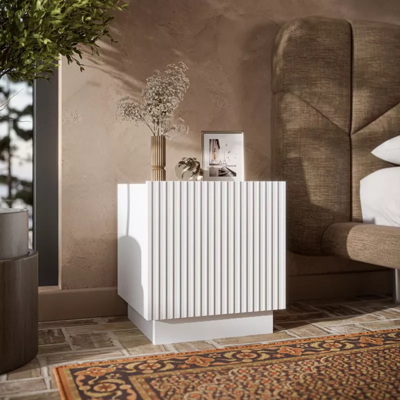 Mesita de noche Cama 2 uds. LIVERTI 45x42x47 cm blanco MDF/aglomerado