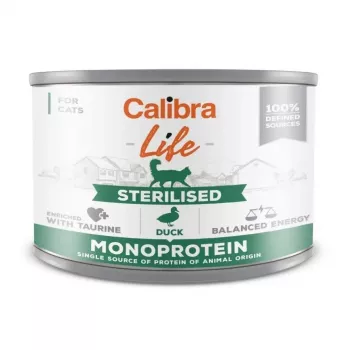 Comida húmeda para gatos Calibra Cat Life Sterilised pato 200 g — paté húmedo para gatos adultos esterilizados, monoproteico