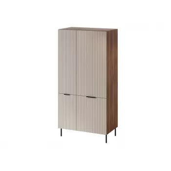 Armario Cama Meble ALMERA Cama 5 90x52x185 cm, marco nogal, puertas cashmere, 6 baldas