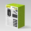Set de bloque de cuchillos y cubiertos Maestro MR-1413 – negro, 8 piezas, hojas de acero inoxidable con soporte, portarrollos de papel