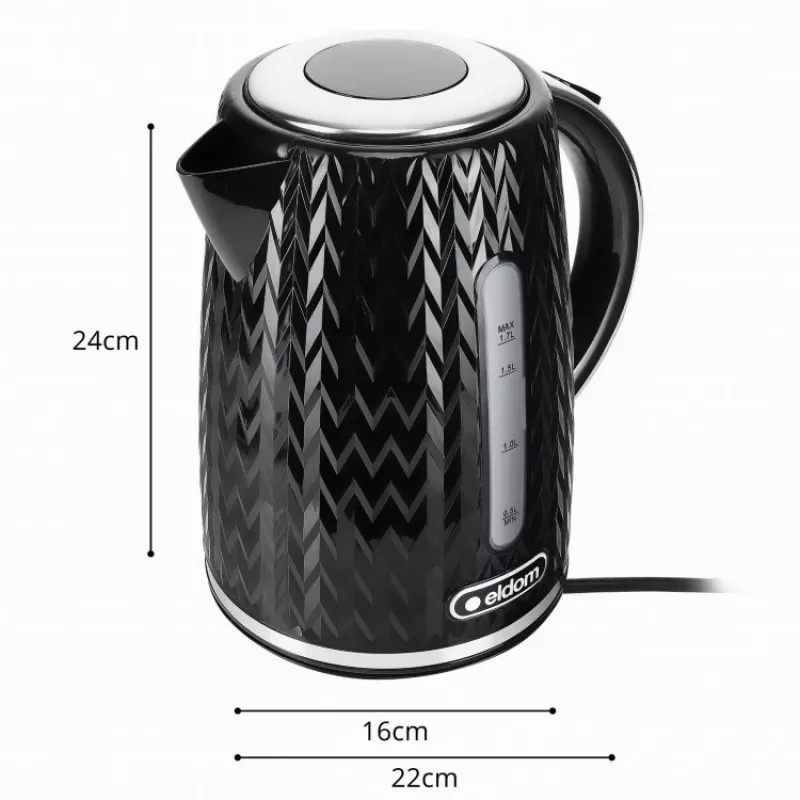 Hervidor de agua NELO, capacidad de 1,7 l, 2000 W, negro