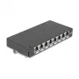 Patch panel DELOCK mini sobremesa RJ45 8 puertos Cat.6A apantallado negro para mesa, pared o carril DIN