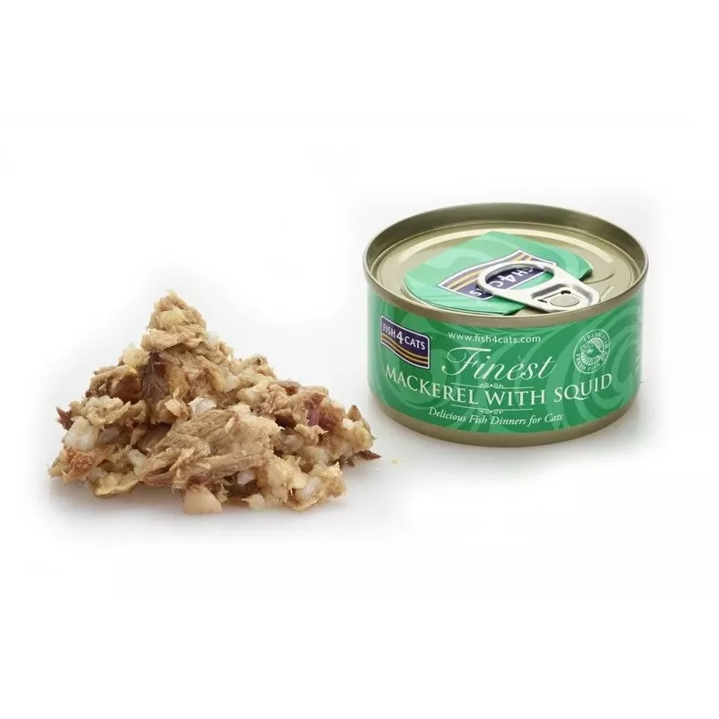 FISH4CATS Caballa con calamar - Comida húmeda para gatos - 70g