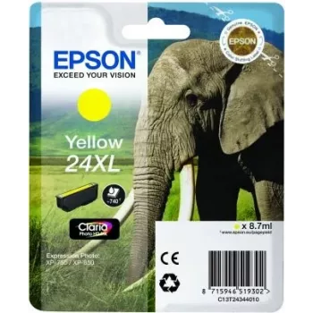 Epson Elephant Envase individual Amarillo 24XL Claria Photo HD Tinta, Amarillo, tinta pigmentada, 1 ud.