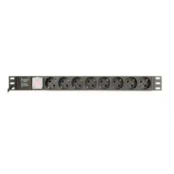 Unidad de distribución de energía GEMBIRD EG-PDU-014-C14, 8 salidas AC, entrada C14, cable de 3 m, 1U, 3680 W, 10 A, aluminio, negro