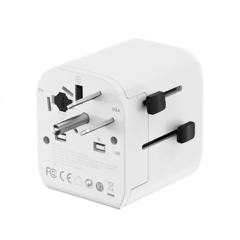 Fuente de alimentación de viaje GEMBIRD TPA-EU1A1C20-01-W 20W, USB-A 18W + USB-C 20W, toma Schuko, entrada 100–250 V