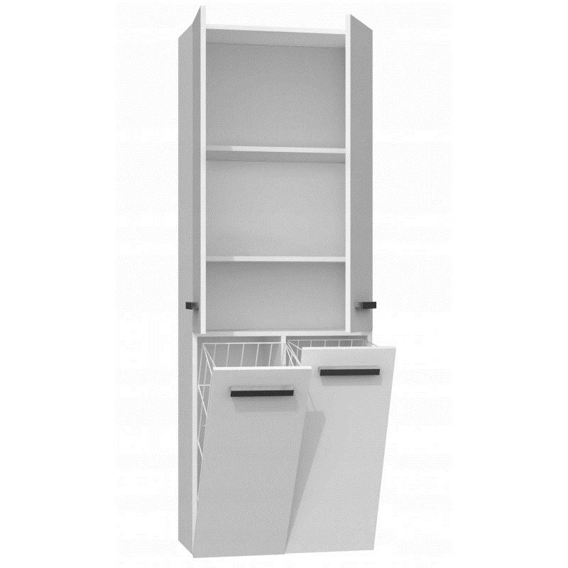 Armario de almacenamiento de baño Topeshop NEL 2K DD en blanco brillo blanco