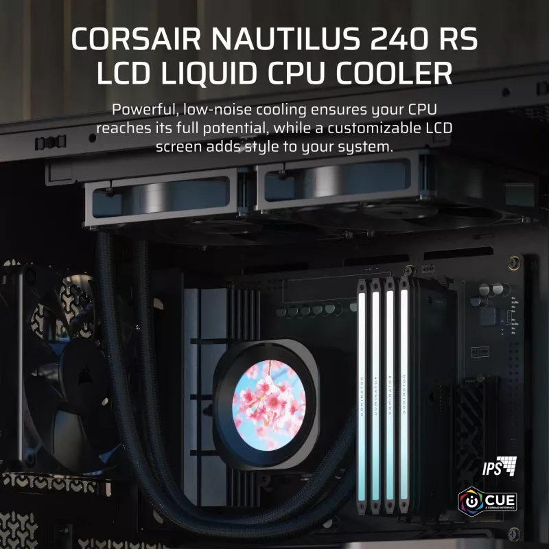 Refrigeración líquida todo en uno Corsair Nautilus 240 RS LCD 12 cm Negro