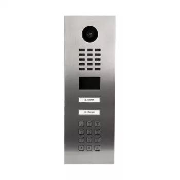 Videoportero DoorBird D2102KV — unidad exterior de acero inoxidable, IP65, sensor de movimiento 10 m, LED IR, PoE (IEEE 802.3af), 10/100 Mbit/s, 131×383×49,6 mm