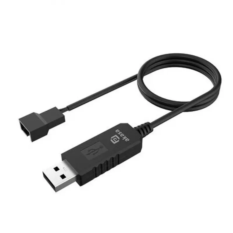 Cable convertidor de tensión DC Akasa AK-CBFA10-60BK de USB a ventilador de PC de 3 pines y 4 pines, 60 cm